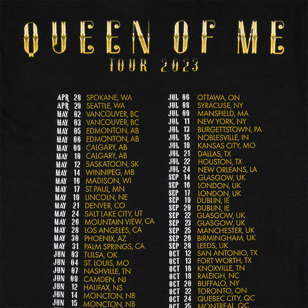 Queen of Me Tour Dateback Tee Back Detail